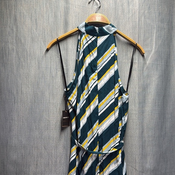 Forever 21 Asymmetrical Striped Dress - Teal and Yellow size large NWT - Picture 7 of 8